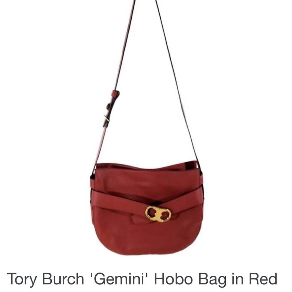 Tory Burch Link Gemini red leather hobo bag